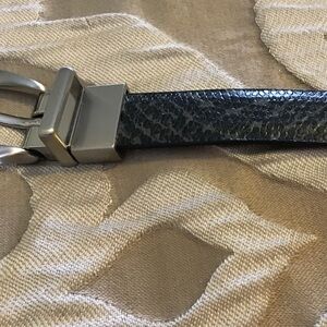 Black and Gray Textured Belt with Silver Buckle